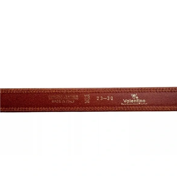 Valentino Vip Mens Belt Brown Leather Made in Italy 36 - Picture 8 of 8